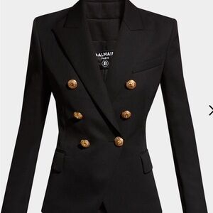Balmain Double-Breasted Black Blazer with Gold Buttons